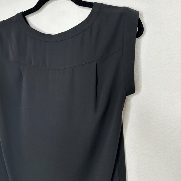J. Crew Black Sleeveless Banded Neck and Sleeve Round Hem Side Slit Blouse 0 - Picture 7 of 10